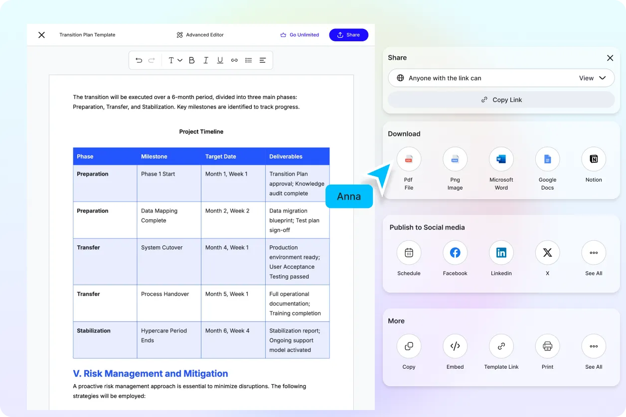 Free AI Transition Plan Generator, AI Transition Plan Maker Online [ No Signup ]